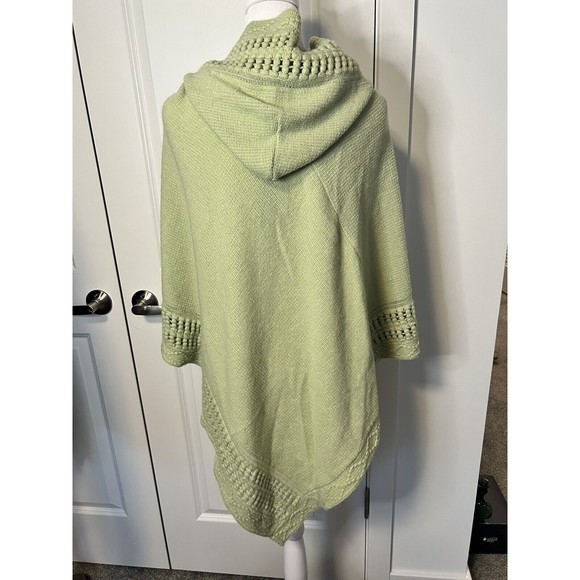 Steve Madden Hooded Cape Poncho Womens one size Asymmetrical Knit Celadon Green - Picture 6 of 9
